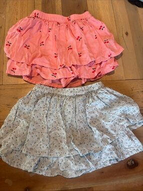 Old Navy Pink Cherry & Light Blue Floral Tiered Skirts